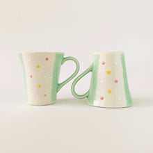 Load image into Gallery viewer, Set of 2 Green Confetti Stoneware Mugs
