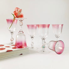 Load image into Gallery viewer, Set of 3 Pink Gradient Iridescent Wine Glasses
